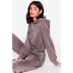 Nasty Gal Cropped Sweatshirt Sweatpants Jogger Set